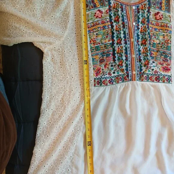 *Host Pick* Johnny Was Collection Petals Embroidered Eyelet Georgette Tunic, 2x - Picture 10 of 16